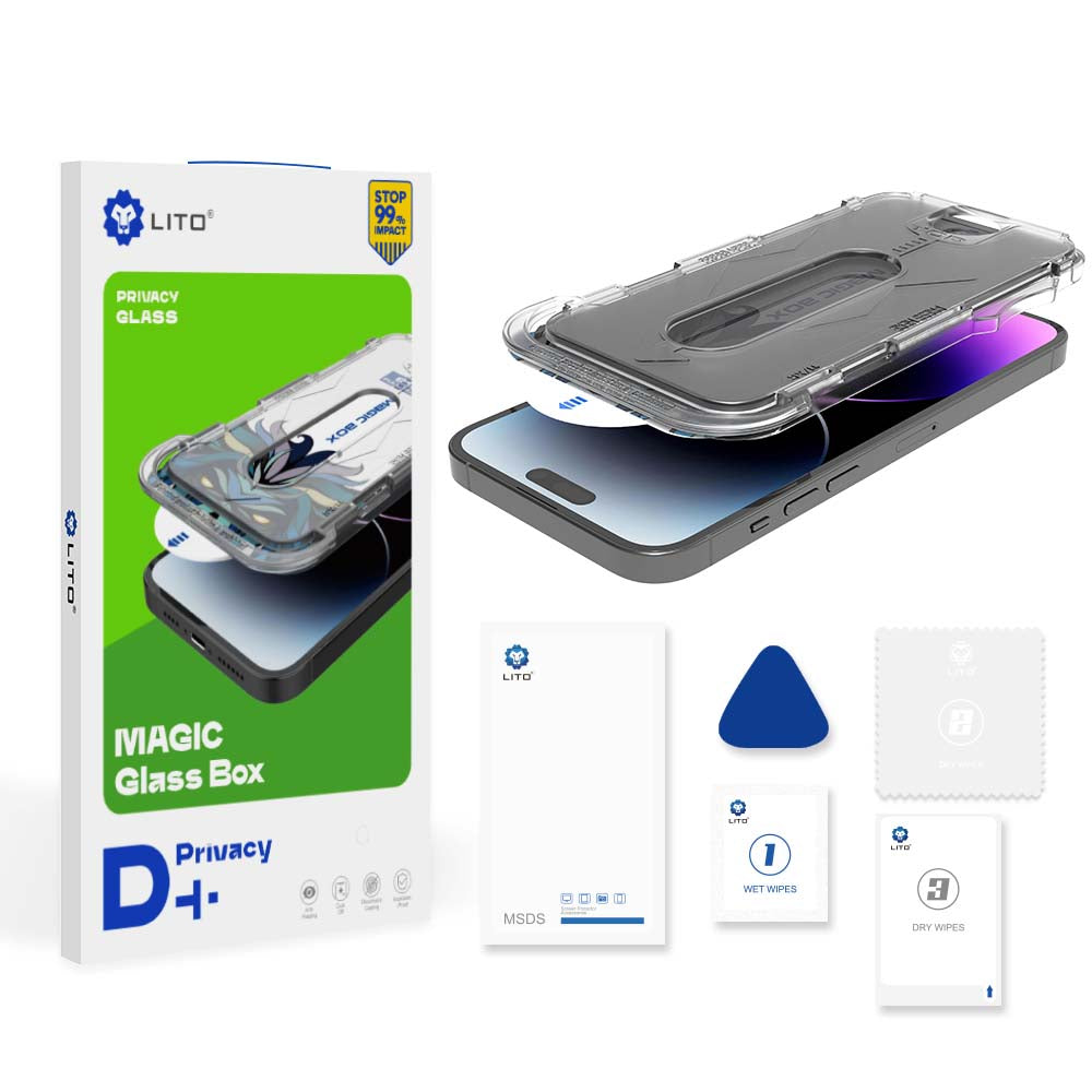 Folia ochronna na ekran Privacy Lito Magic Glass Box D+ Tools do Apple iPhone 16 Pro, szkło hartowane, pełna warstwa kleju