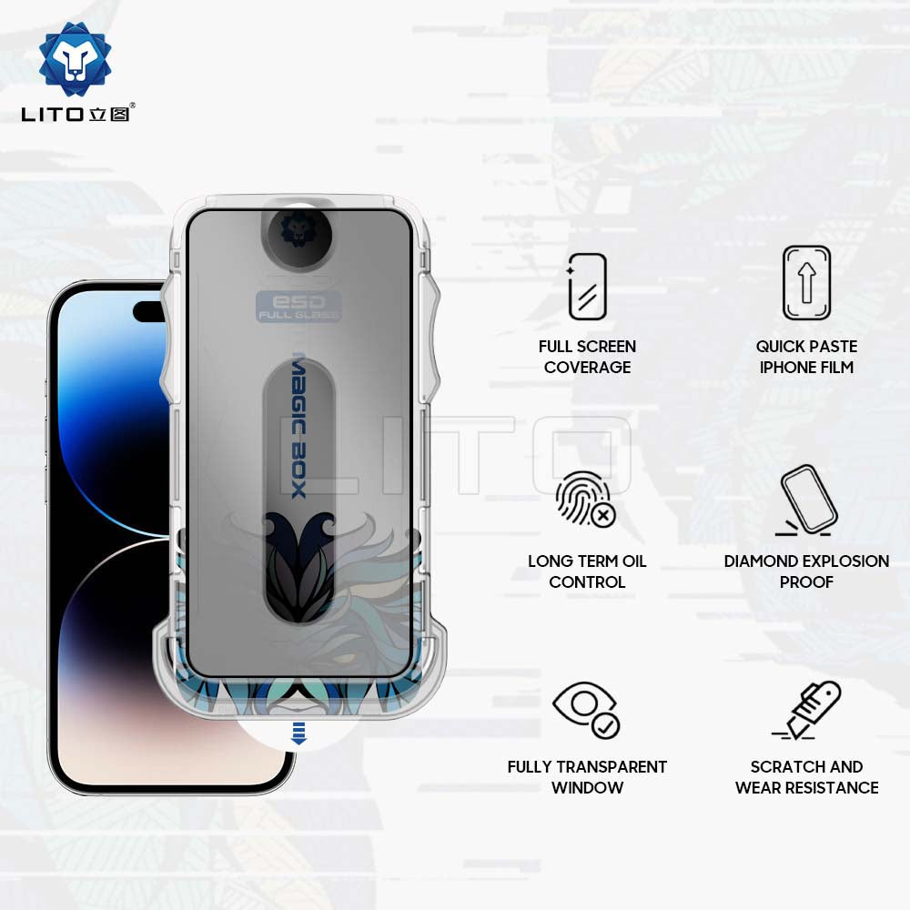 Folia ochronna na ekran Privacy Lito Magic Glass Box D+ Tools do Apple iPhone 16 Pro, szkło hartowane, pełna warstwa kleju