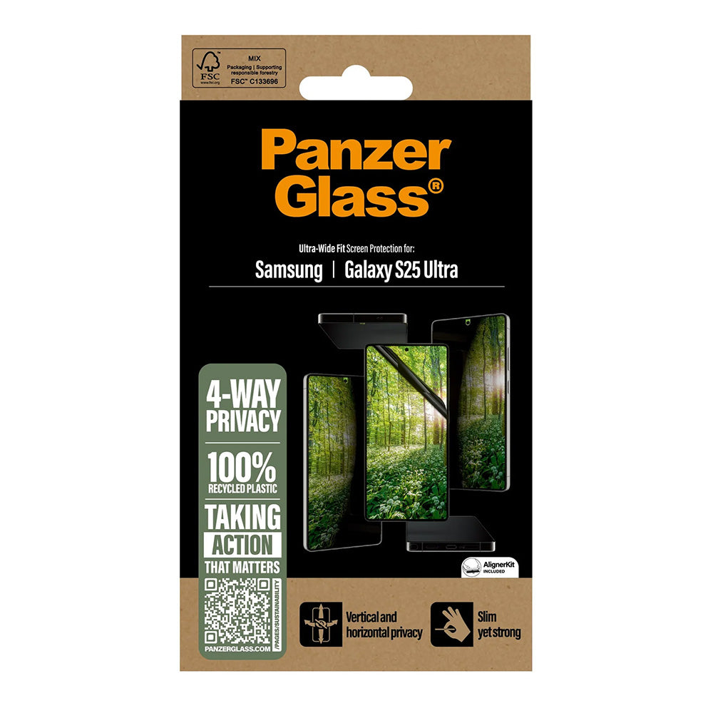 Folia ochronna Ecran Privacy PanzerGlass Ultra-Wide Fit Eco Matrix 4-Way dla Samsung Galaxy S25 Ultra S938, Szkło Hartowane, Pełne Klejenie