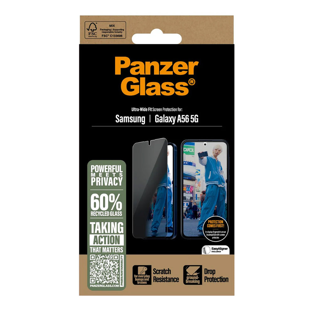 Folia ochronna do ekranu Privacy PanzerGlass Ultra-Wide Fit dla Samsung Galaxy A56 A566, Szkło Hartowane, Full Glue