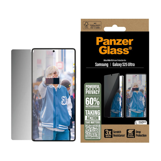 Folia ochronna do ekranu Privacy PanzerGlass Ultra-Wide Fit dla Samsung Galaxy S25 Ultra S938, Szkło Hartowane, Pełne Klejenie
