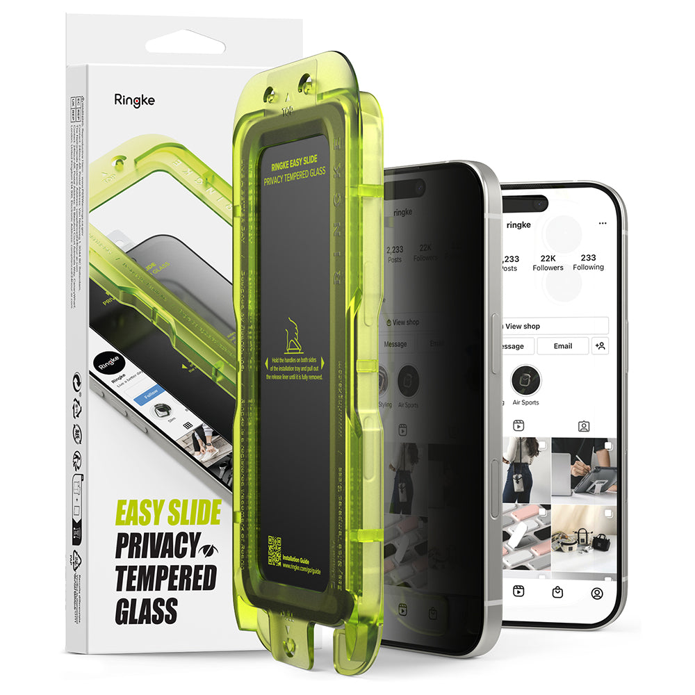 Folia ochronna na ekran Privacy Ringke Easy Slide do Apple iPhone 18 Pro Max / 17 Pro Max, szkło hartowane, pełna warstwa kleju, zestaw 2 sztuki