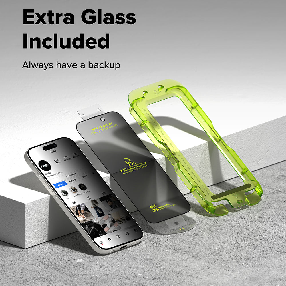 Folia ochronna na ekran Privacy Ringke Easy Slide do Apple iPhone 17 Pro, szkło hartowane, pełna warstwa kleju, zestaw 2 sztuki