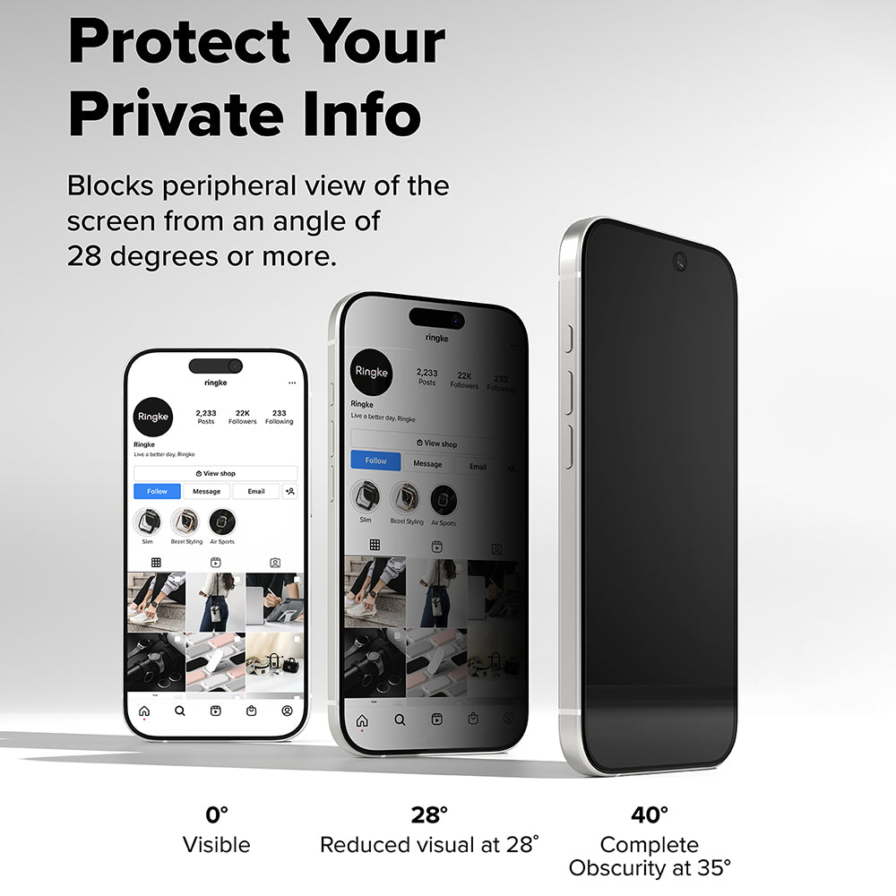 Folia ochronna na ekran Privacy Ringke Easy Slide do Apple iPhone 17 Pro, szkło hartowane, pełna warstwa kleju, zestaw 2 sztuki
