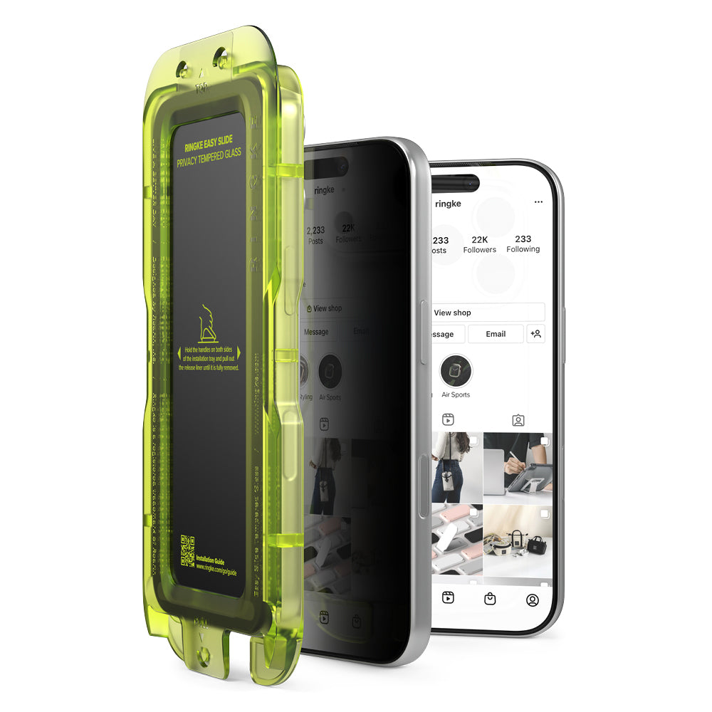 Folia ochronna na ekran Privacy Ringke Easy Slide do Apple iPhone 18 Pro, szkło hartowane, pełna klej, zestaw 2 sztuki