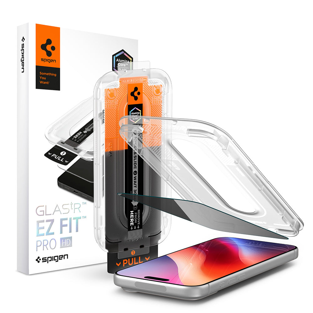 Folia ochronna na ekran Privacy Spigen GlastR EZ FIT Pro HD do Apple iPhone 18 Pro, szkło hartowane, pełna klej AGL12028