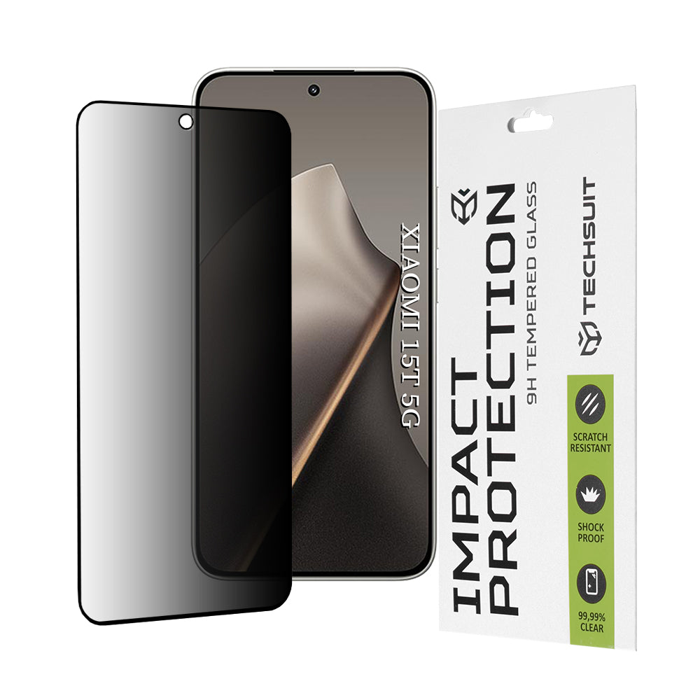 Folia ochronna Ecran Privacy Techsuit dla Xiaomi 15T, Szkło Hartowane, Full Glue, 111D