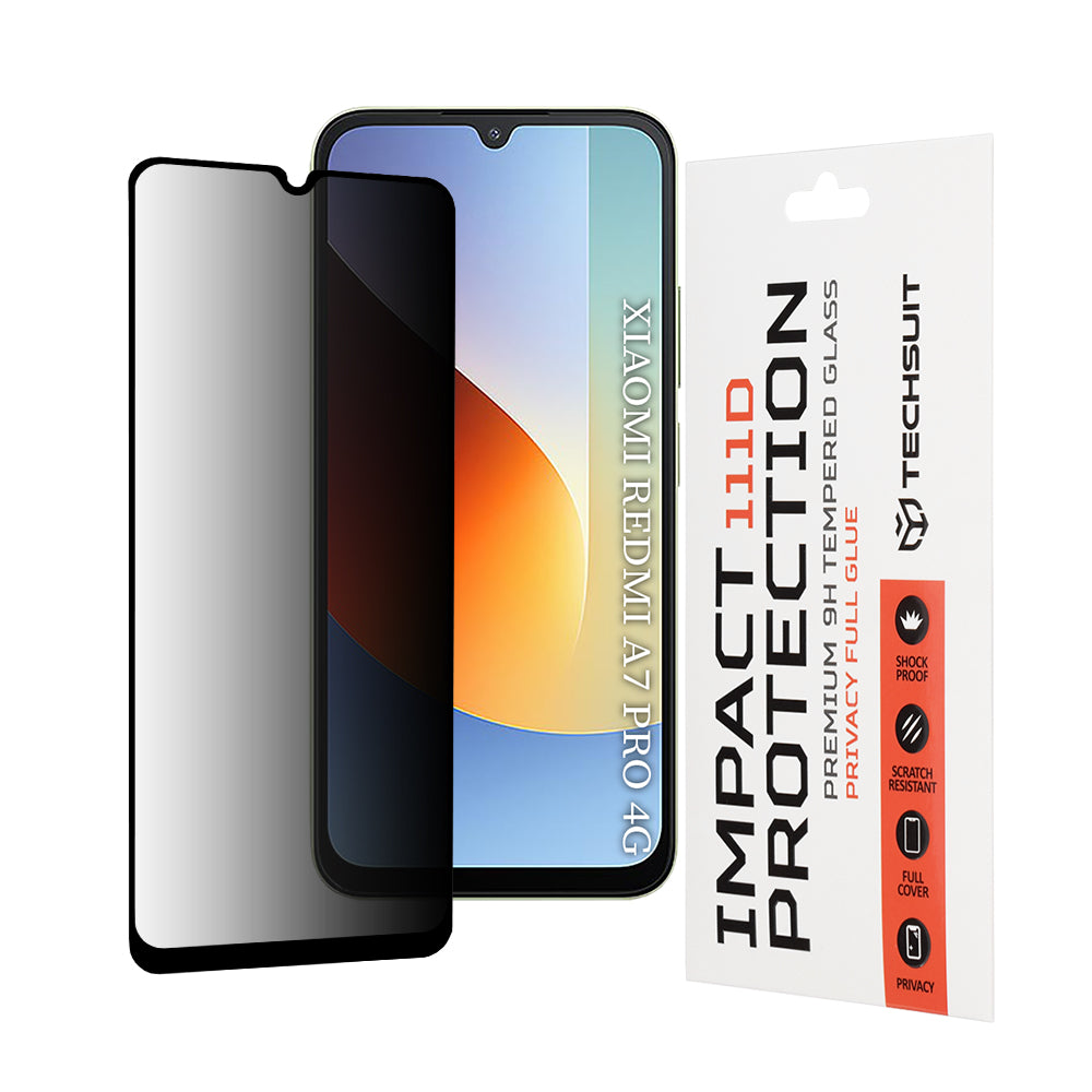 Folia ochronna na ekran Privacy Techsuit do Xiaomi Redmi A7 Pro 4G, szkło hartowane, pełna warstwa kleju, 111D