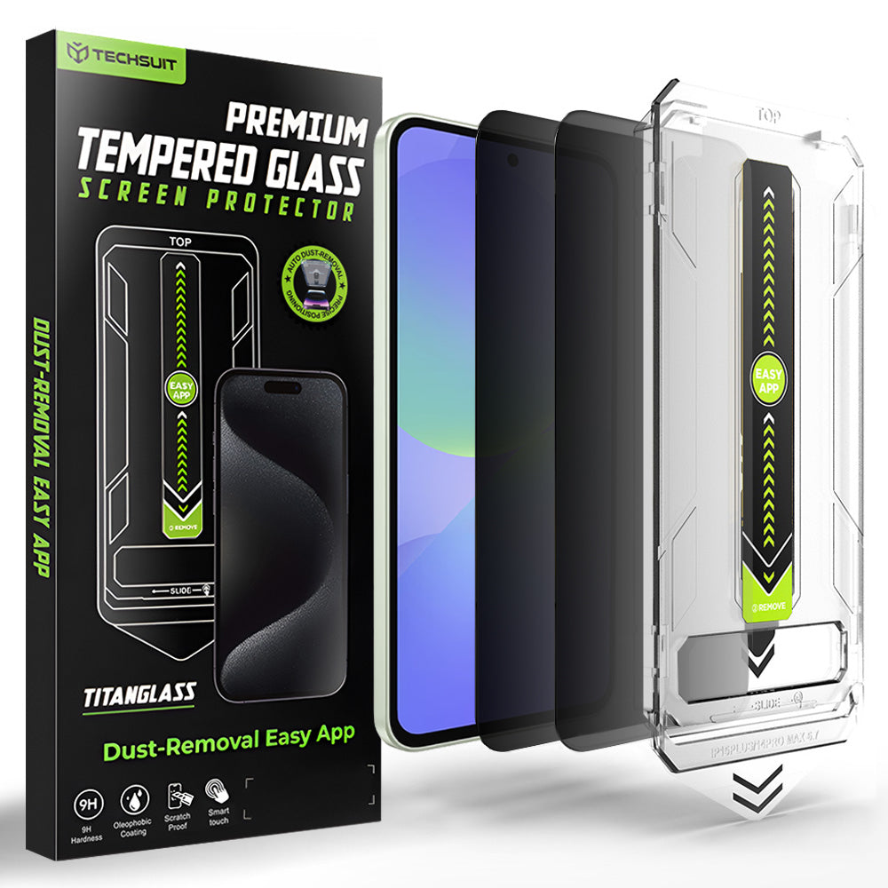 Folia ochronna na ekran Privacy Techsuit TitanGlass CrystalHD do Samsung Galaxy A37 5G / A36 A366, szkło hartowane, pełna klej, zestaw 2 sztuki
