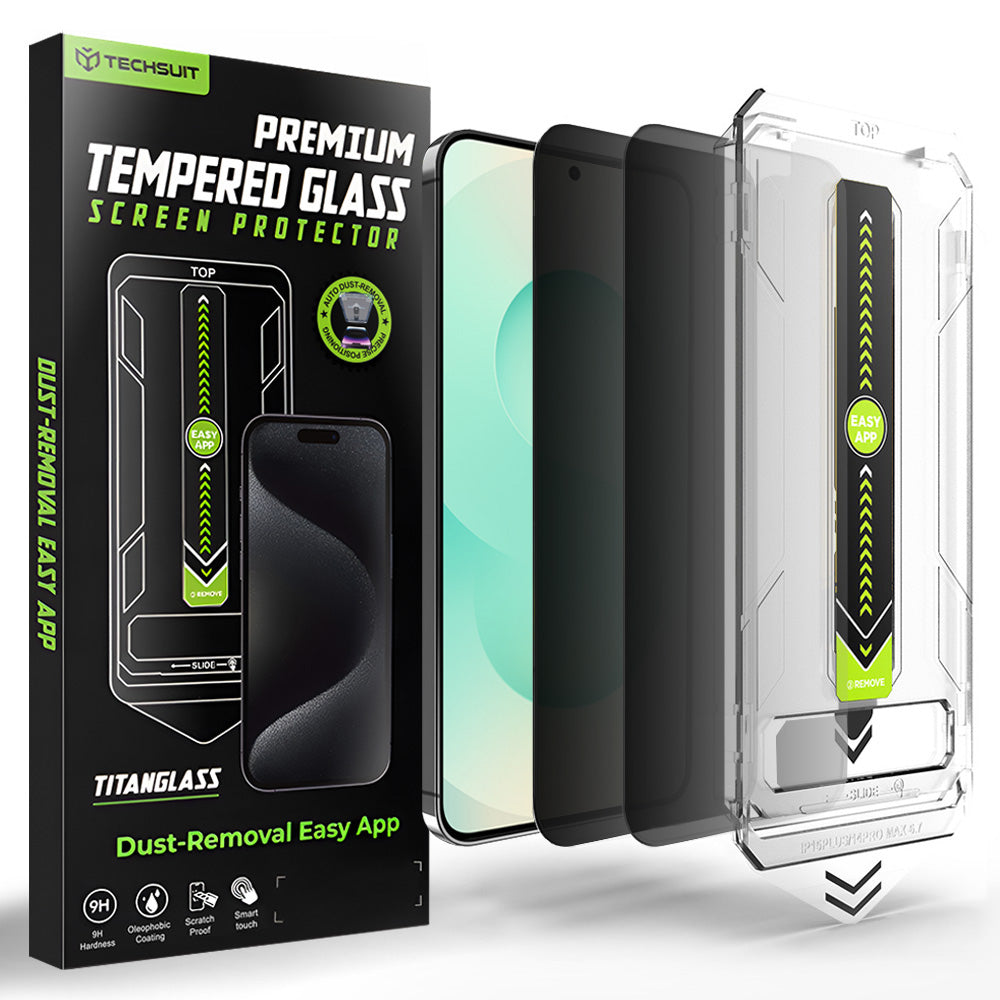 Folia ochronna do ekranu Privacy Techsuit TitanGlass CrystalHD dla Samsung Galaxy S26 Plus S947, Szkło Hartowane, Pełne Klejenie, Zestaw 2 sztuki