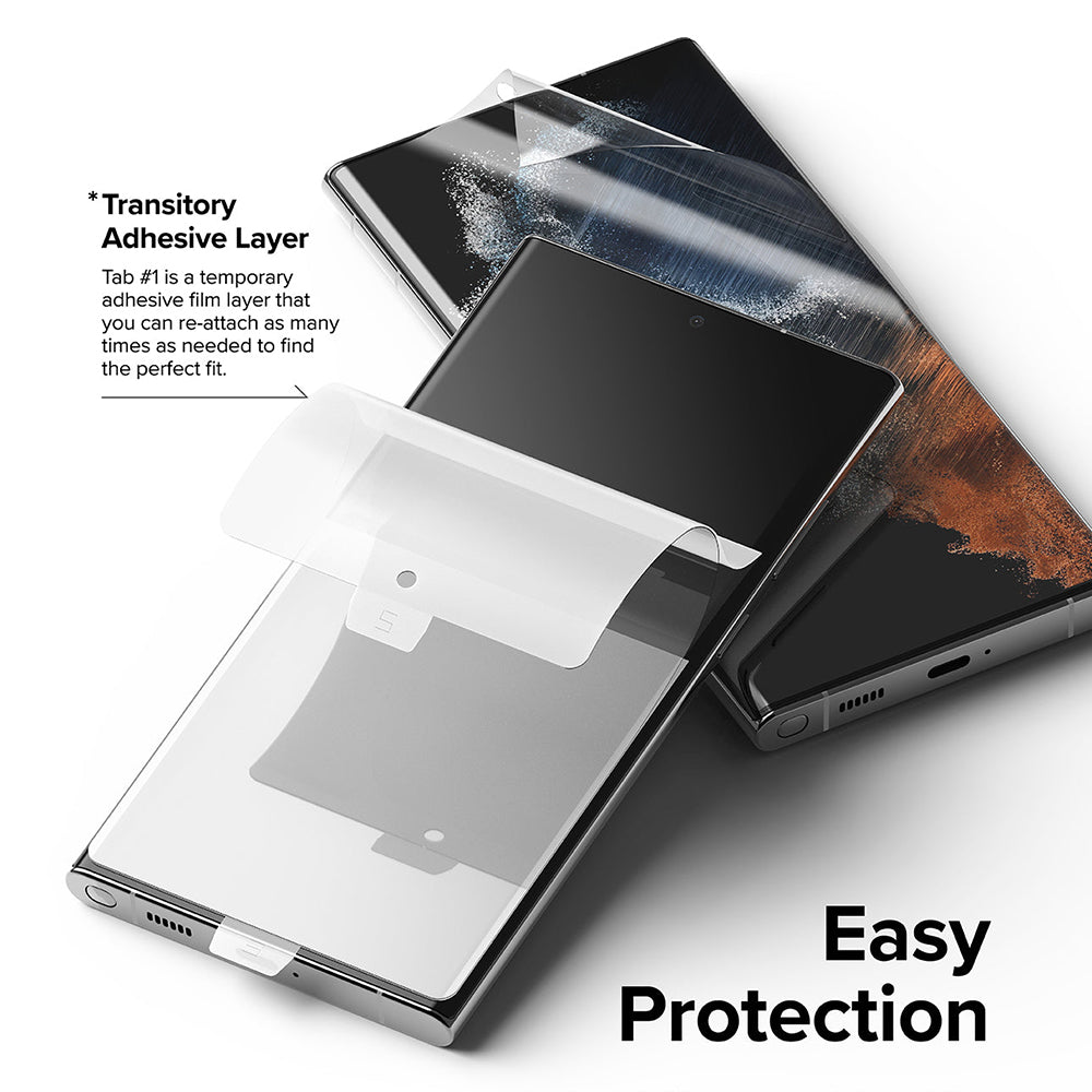 Folia ochronna na ekran Ringke Dual Easy dla Samsung Galaxy S22 Ultra 5G S908, Plastik, Zestaw 2 sztuki