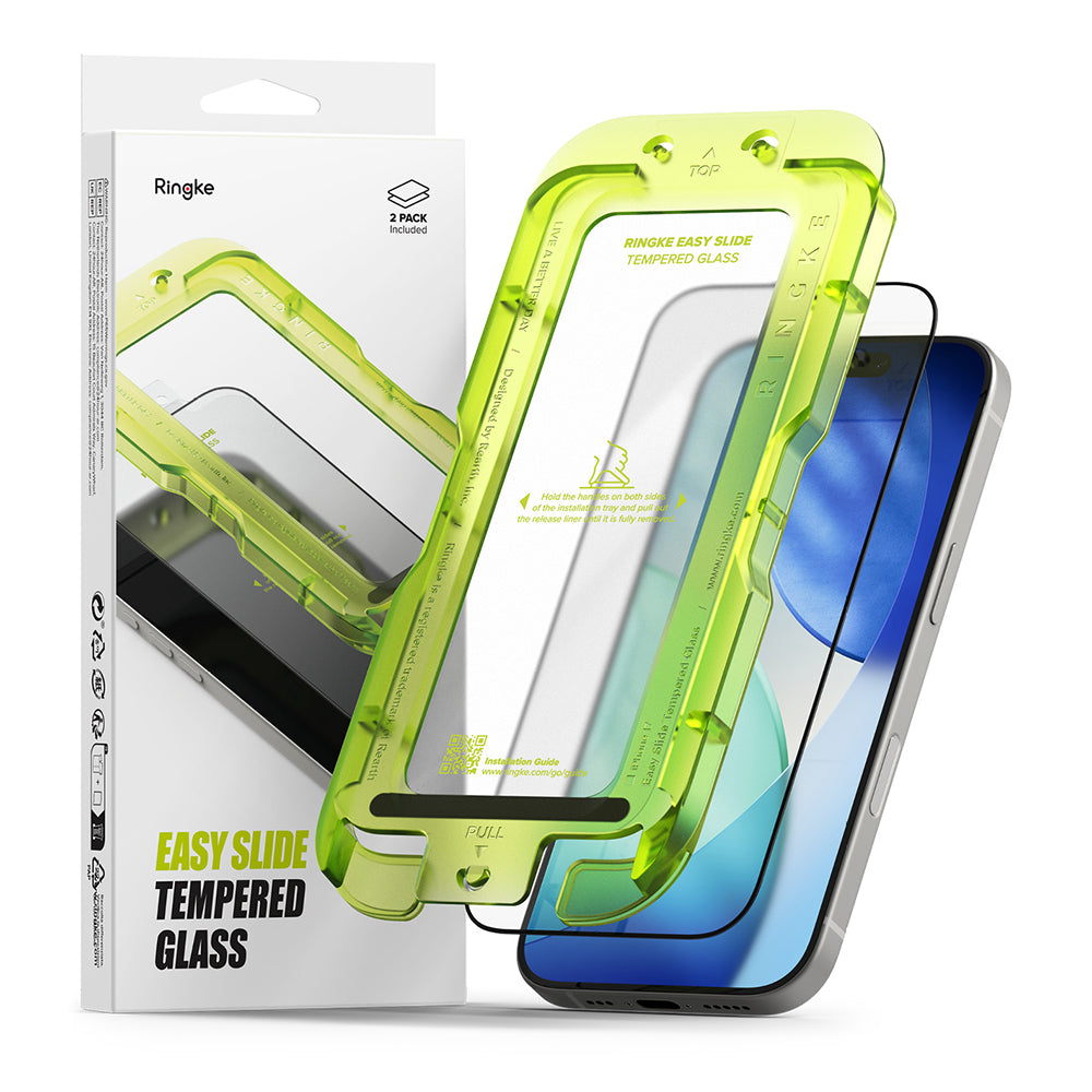 Folia ochronna na ekran Ringke Easy Slide do Apple iPhone 18 Pro / 17 Pro, szkło hartowane, pełna warstwa kleju, zestaw 2 sztuki