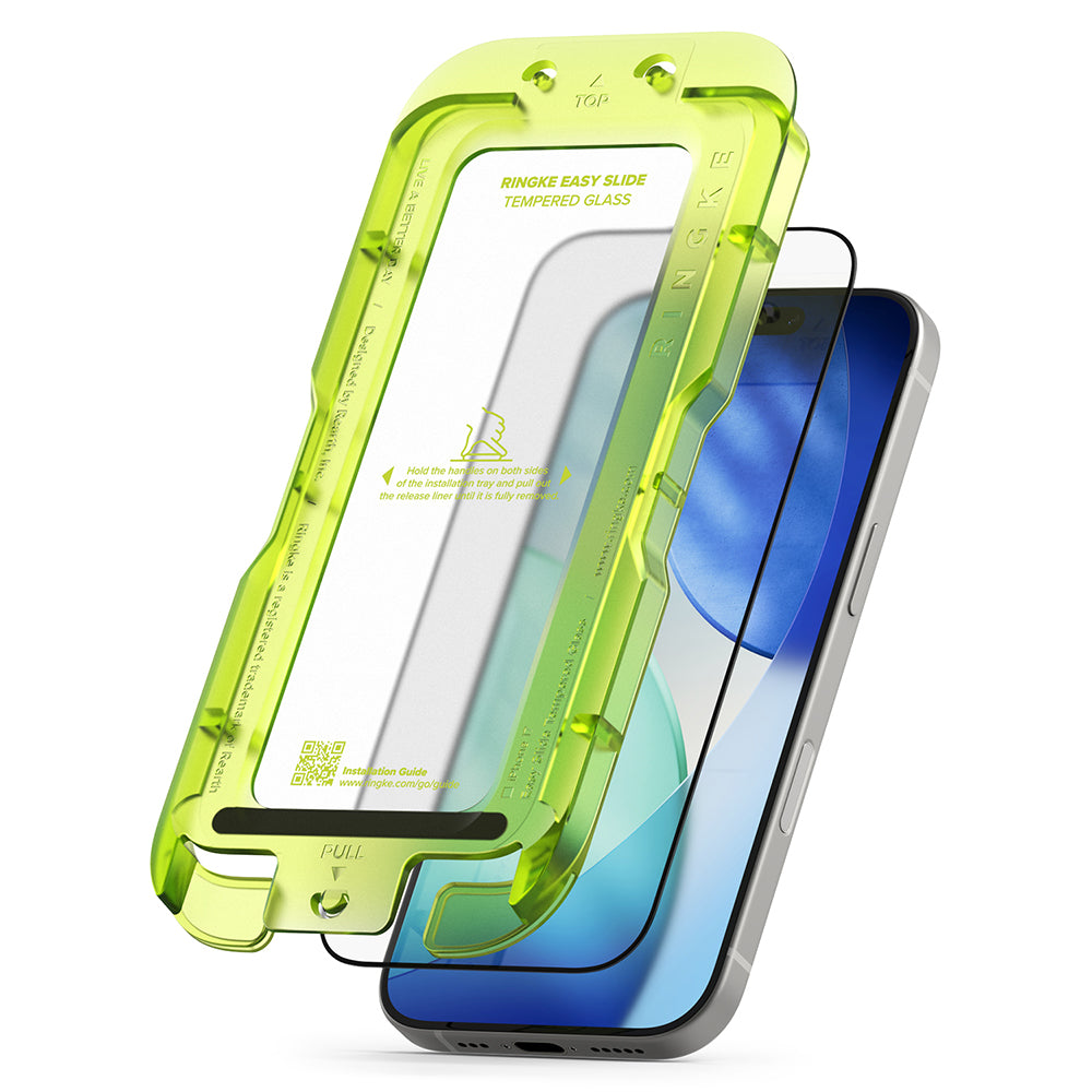 Folia ochronna na ekran Ringke Easy Slide do Apple iPhone 18 Pro / 17 Pro, szkło hartowane, pełna warstwa kleju, zestaw 2 sztuki