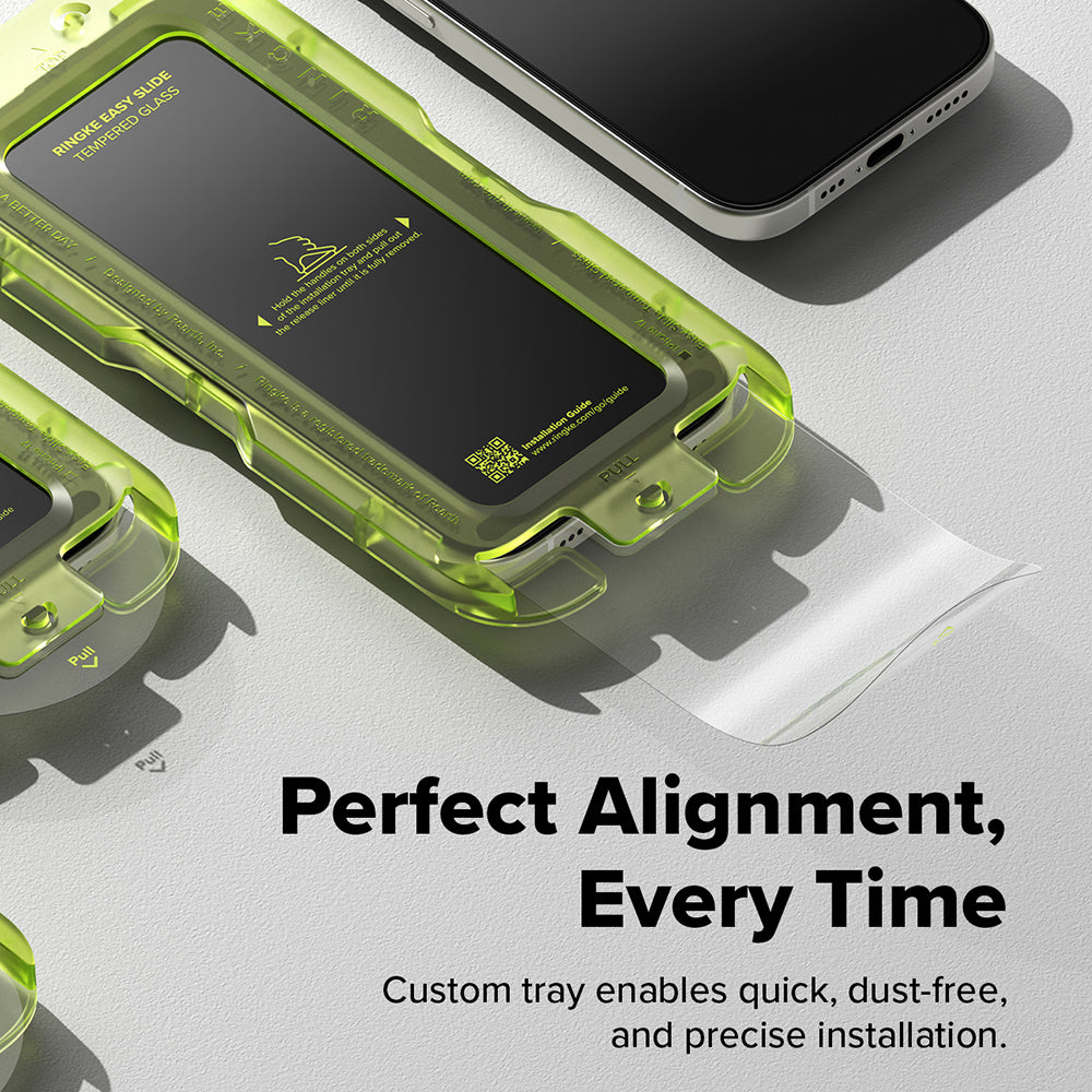 Folia ochronna na ekran Ringke Easy Slide do Apple iPhone 18 Pro / 17 Pro, szkło hartowane, pełna warstwa kleju, zestaw 2 sztuki