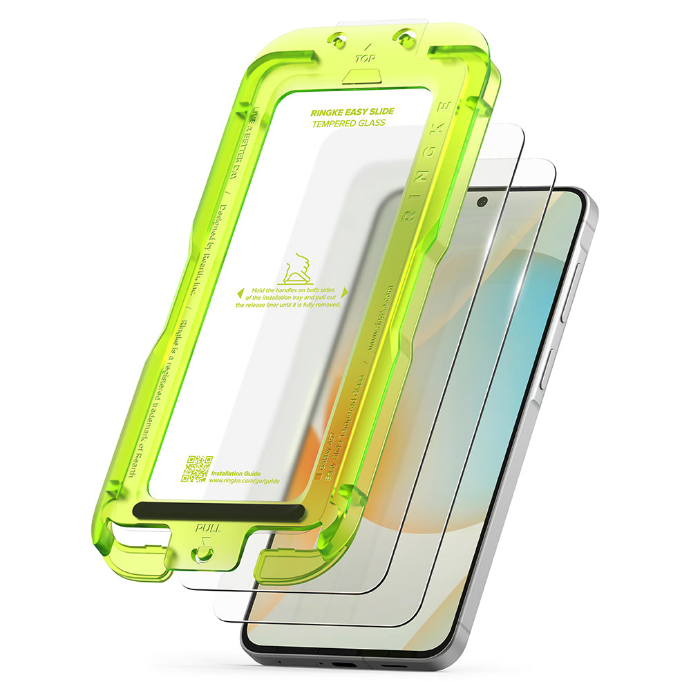 Folia ochronna na ekran Ringke Easy Slide dla Samsung Galaxy A57 5G, Hartowane szkło, Pełne klejenie, Zestaw 2 sztuki