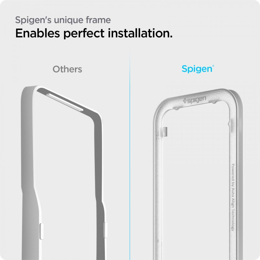 Folia ochronna na ekran Spigen GlastR Align Master dla Apple iPhone 17e / 16e / 14 / 13 Pro, Hartowane szkło, Pełne klejenie, Czarna AGL03725
