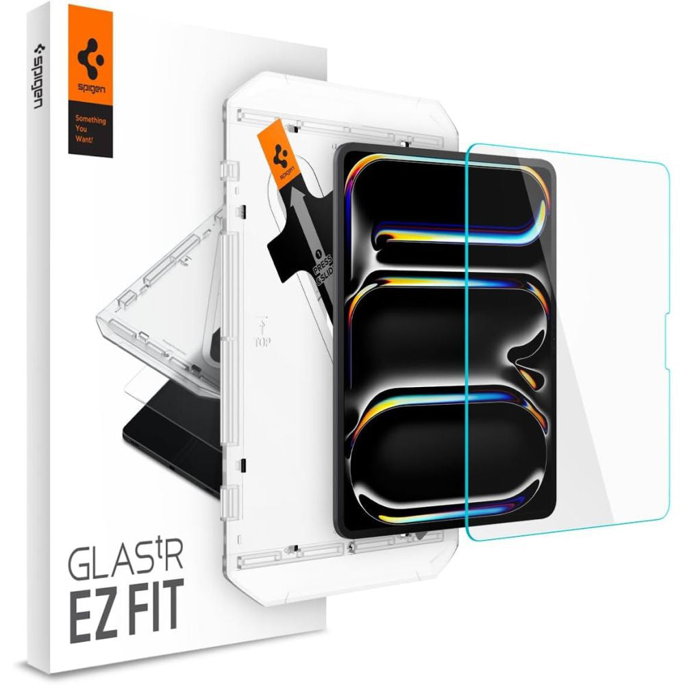 Folia ochronna na ekran Spigen GlastR EZ FIT dla Apple iPad Pro 13 (2024), Szkło Hartowane, Full Glue AGL07793