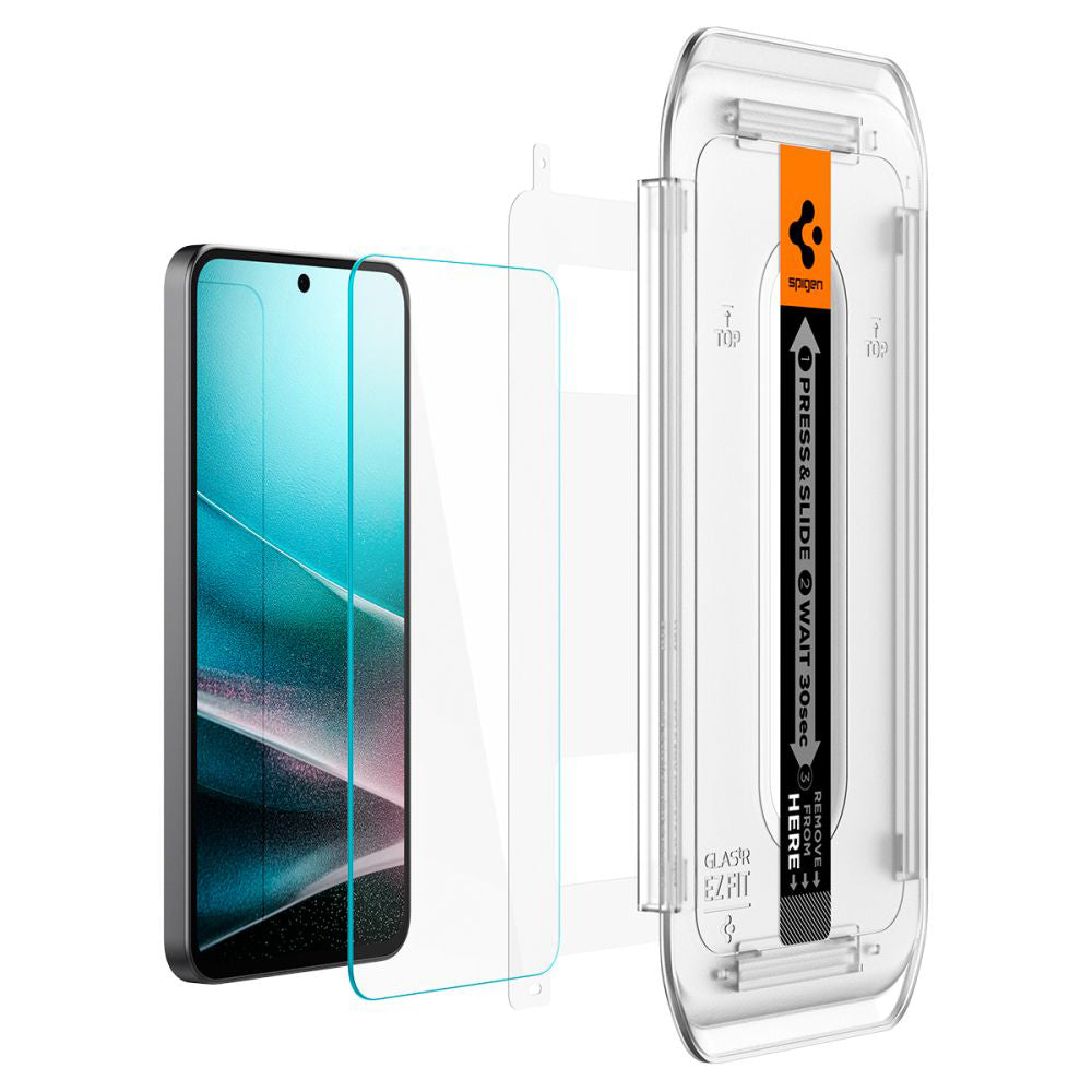 Folia ochronna na ekran Spigen GlastR EZ FIT do Samsung Galaxy A36 A366, szkło hartowane, pełna klej, zestaw 2 sztuki AGL09202