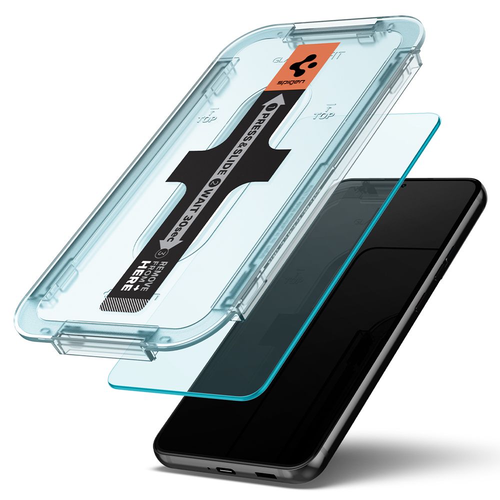 Folia ochronna na ekran Spigen GlastR EZ FIT do Samsung Galaxy S22 5G S901, szkło hartowane, pełna klej, zestaw 2 sztuki AGL04151