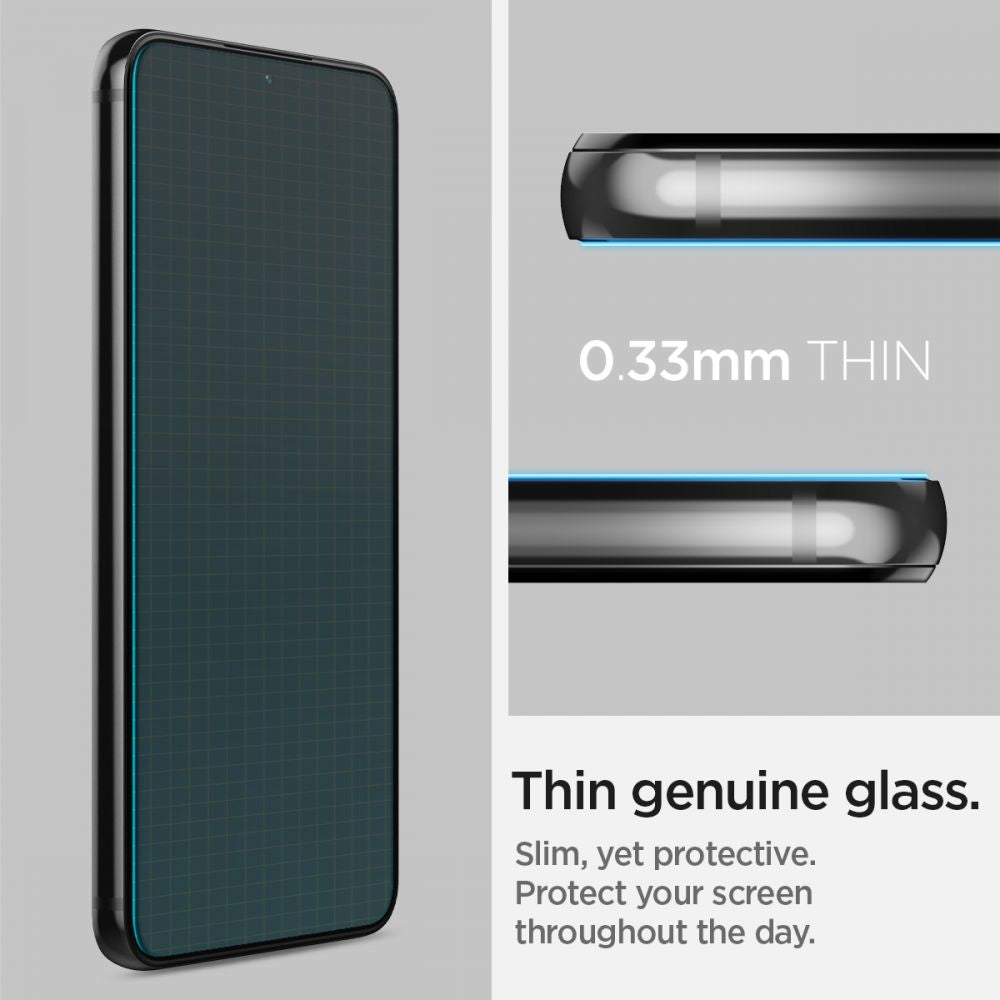 Folia ochronna na ekran Spigen GlastR EZ FIT do Samsung Galaxy S22 5G S901, szkło hartowane, pełna klej, zestaw 2 sztuki AGL04151