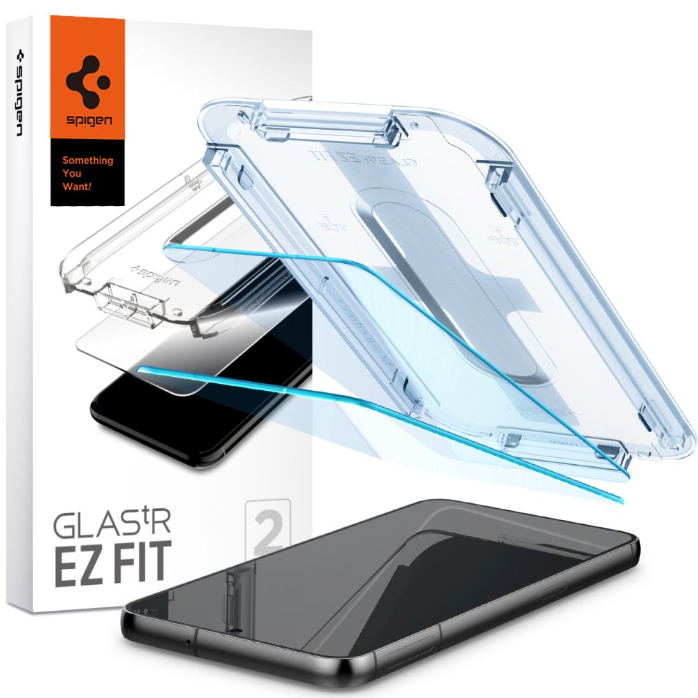 Folia ochronna do ekranu Spigen GlastR EZ FIT dla Samsung Galaxy S23 S911, Szkło Hartowane, Pełne Klejenie, Zestaw 2 sztuki AGL05958