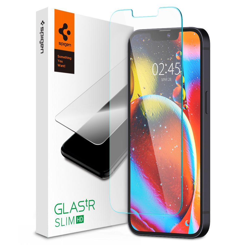 Folia ochronna na ekran Spigen GlastR Slim dla Apple iPhone 17e / 16e / 14 / 13 Pro, Szkło Hartowane, Full Glue