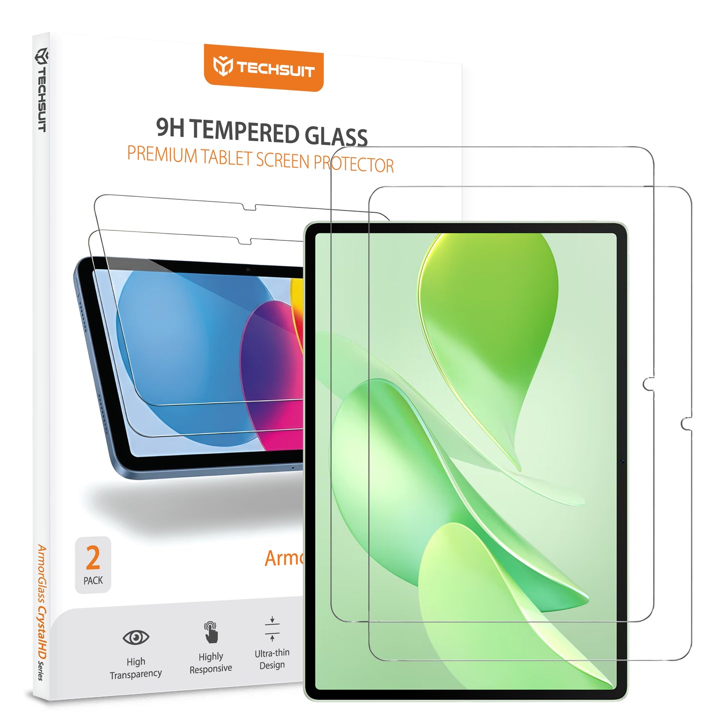 Folia ochronna na ekran Techsuit ArmorGlass CrystalHD dla Huawei MatePad 12 X (2025), Szkło Hartowane, Pełne Klejenie, Zestaw 2 sztuki