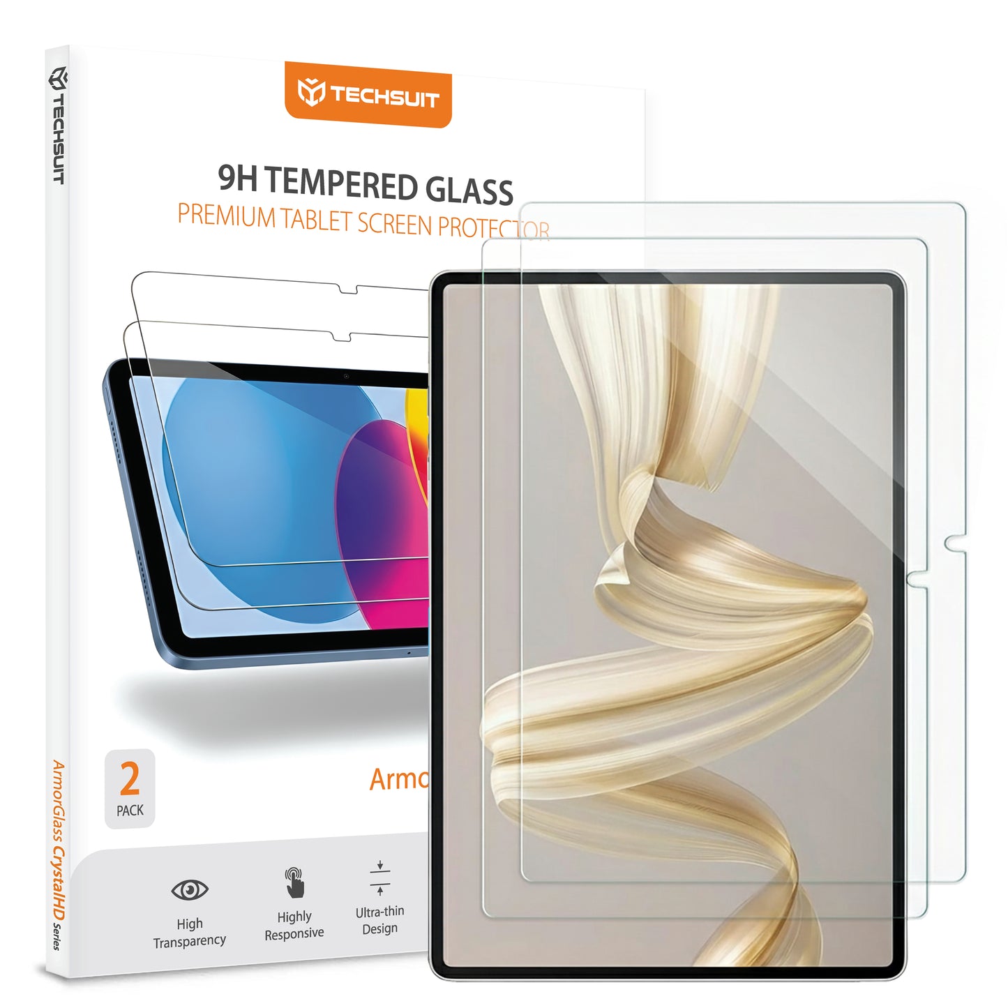 Folia ochronna na ekran Techsuit ArmorGlass CrystalHD dla Huawei MatePad Pro 12.2 (2025), Szkło Hartowane, Pełne Klejenie, Zestaw 2 sztuki.