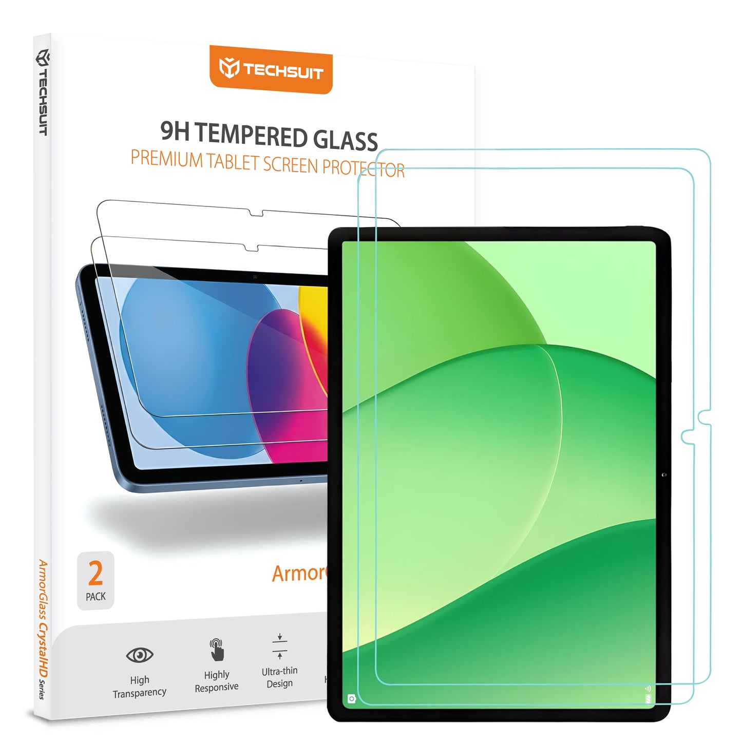 Folia ochronna na ekran Techsuit ArmorGlass CrystalHD dla OnePlus Pad Lite / Oppo Pad SE, Szkło Hartowane, Pełne Klejenie, Zestaw 2 sztuki
