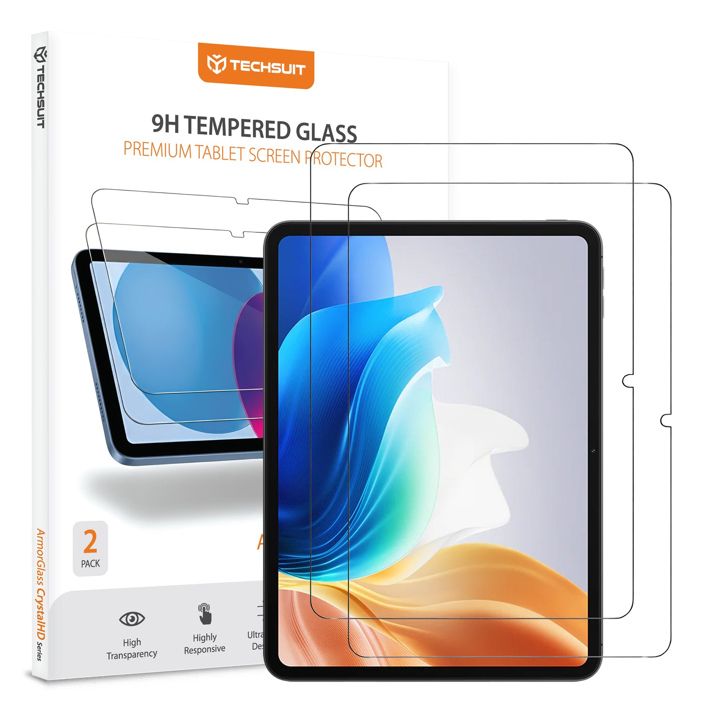 Folia ochronna na ekran Techsuit ArmorGlass CrystalHD dla Oppo Pad Air2 / Pad Neo / OnePlus Pad Go, Szkło Hartowane, Pełne Klejenie, Zestaw 2 sztuki