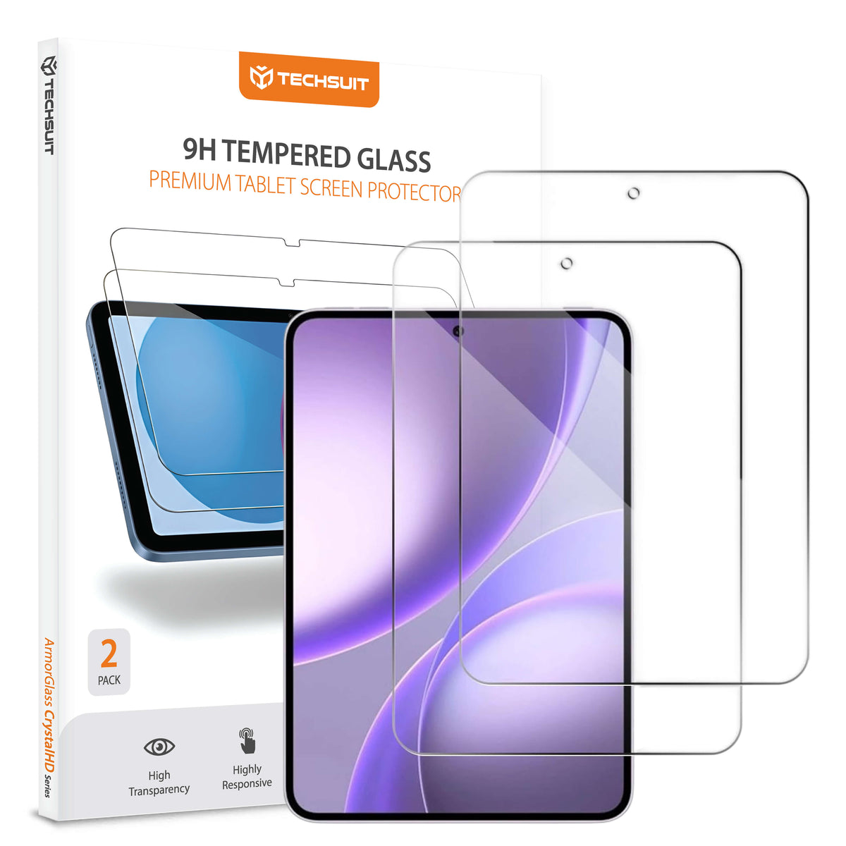 Folia ochronna na ekran Techsuit ArmorGlass CrystalHD do Oppo Pad Mini, szkło hartowane, pełna klej, zestaw 2 sztuki