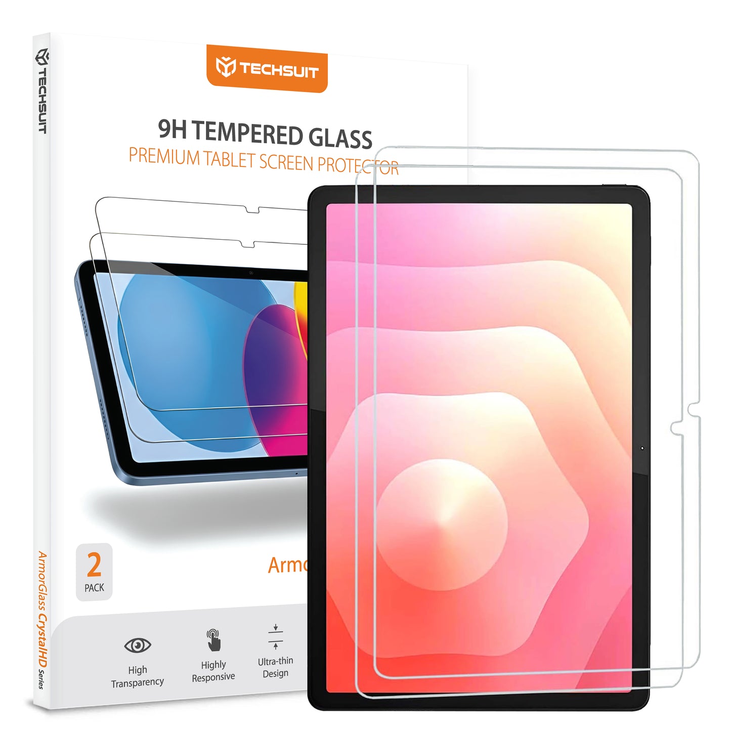 Folia ochronna na ekran Techsuit ArmorGlass CrystalHD dla Samsung Galaxy Tab S11, Szkło Hartowane, Pełne Klejenie, Zestaw 2 sztuki