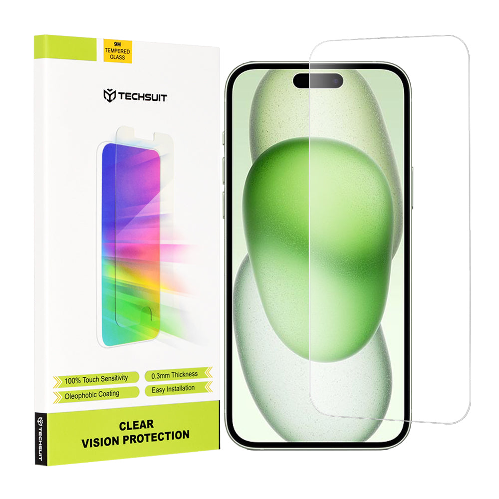 Folia ochronna na ekran Techsuit Clear Vision do Apple iPhone 16 Plus / 15 Plus / 15 Pro Max, szkło hartowane, pełna warstwa kleju