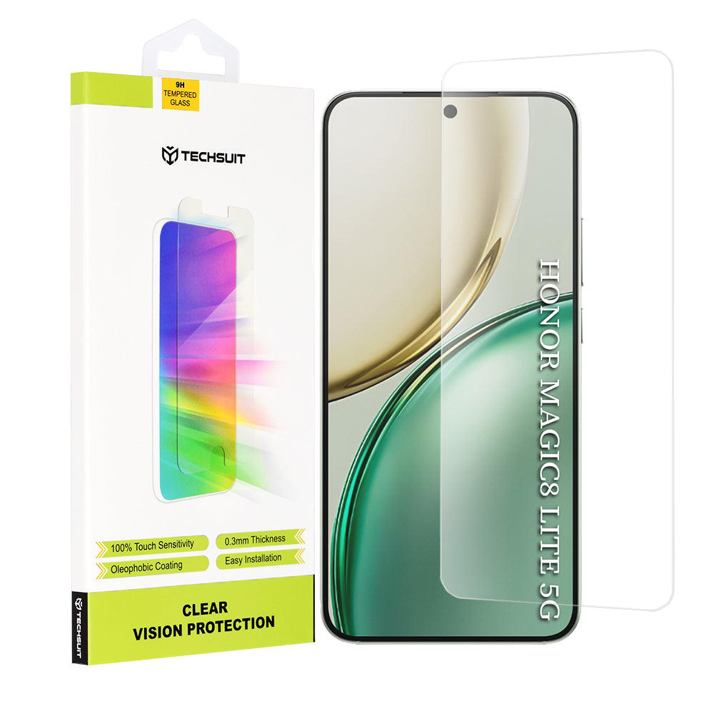 Folia ochronna Techsuit Clear Vision na ekran Honor Magic8 Lite, Szkło Hartowane, Pełne Klejenie