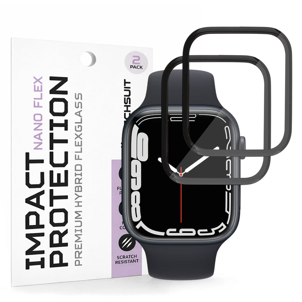 Folia ochronna Ecran Techsuit Nano Flex do Apple Watch Series 9 / 8 / 7 41mm, Plastik, Zestaw 2 sztuki, Czarna