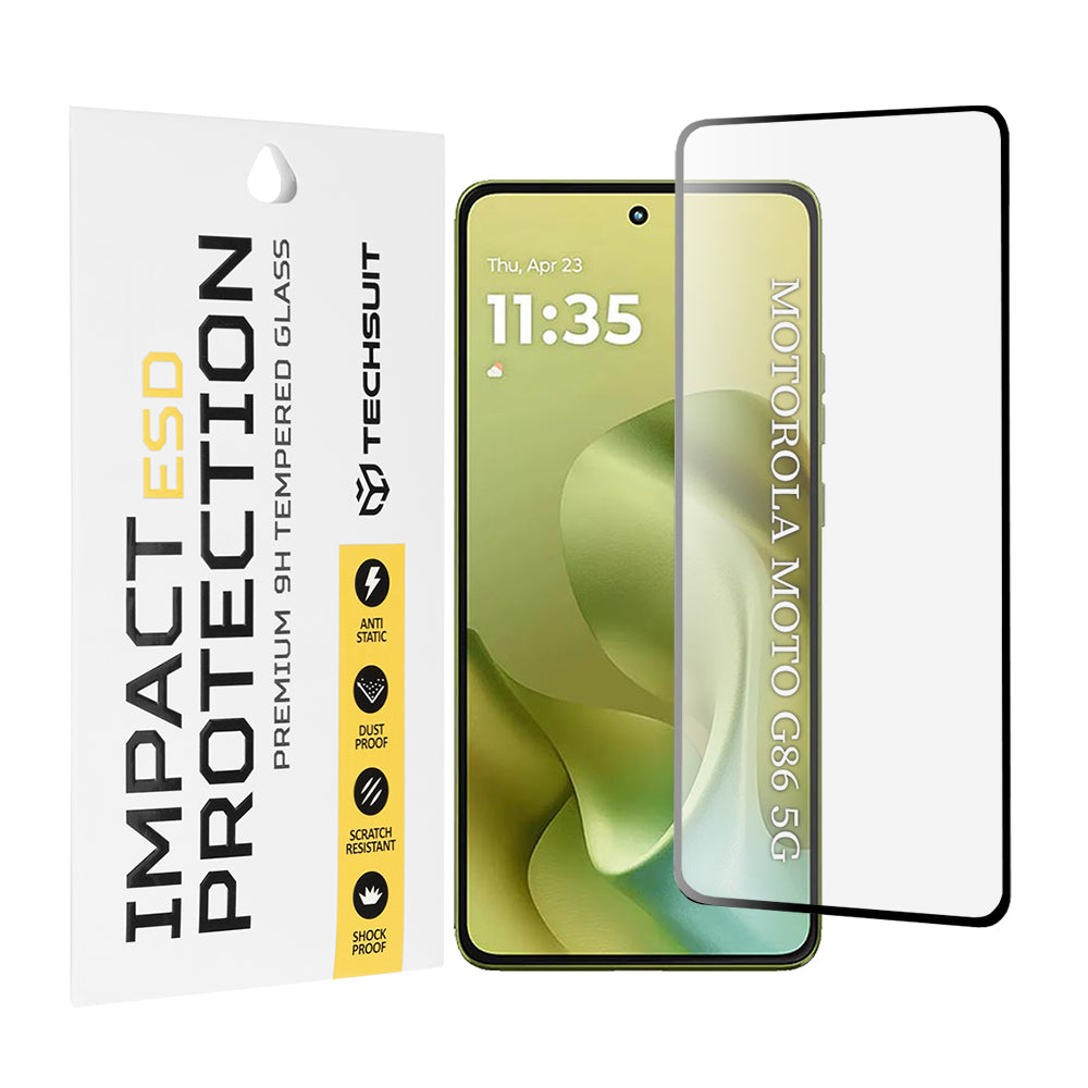Folia ochronna na ekran Techsuit do Motorola Moto G86 Power / G86, szkło hartowane, pełna klej, czarna