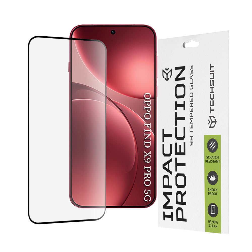 Folia ochronna na ekran Techsuit dla Oppo Find X9 Pro, Hartowane szkło, Full Glue, 111D, Czarna