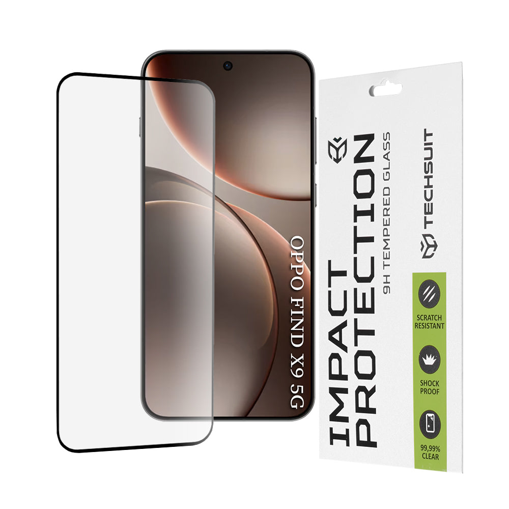 Folia ochronna na ekran Techsuit dla Oppo Find X9, Hartowane szkło, Full Glue, 111D, Czarna