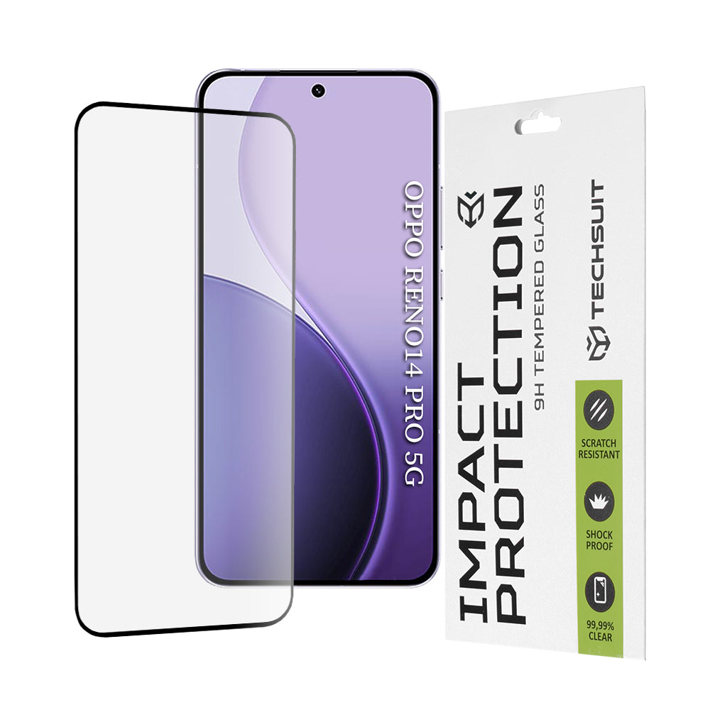Folia ochronna na ekran Techsuit do Oppo Reno14 Pro, szkło hartowane, Full Glue, 111D, czarna