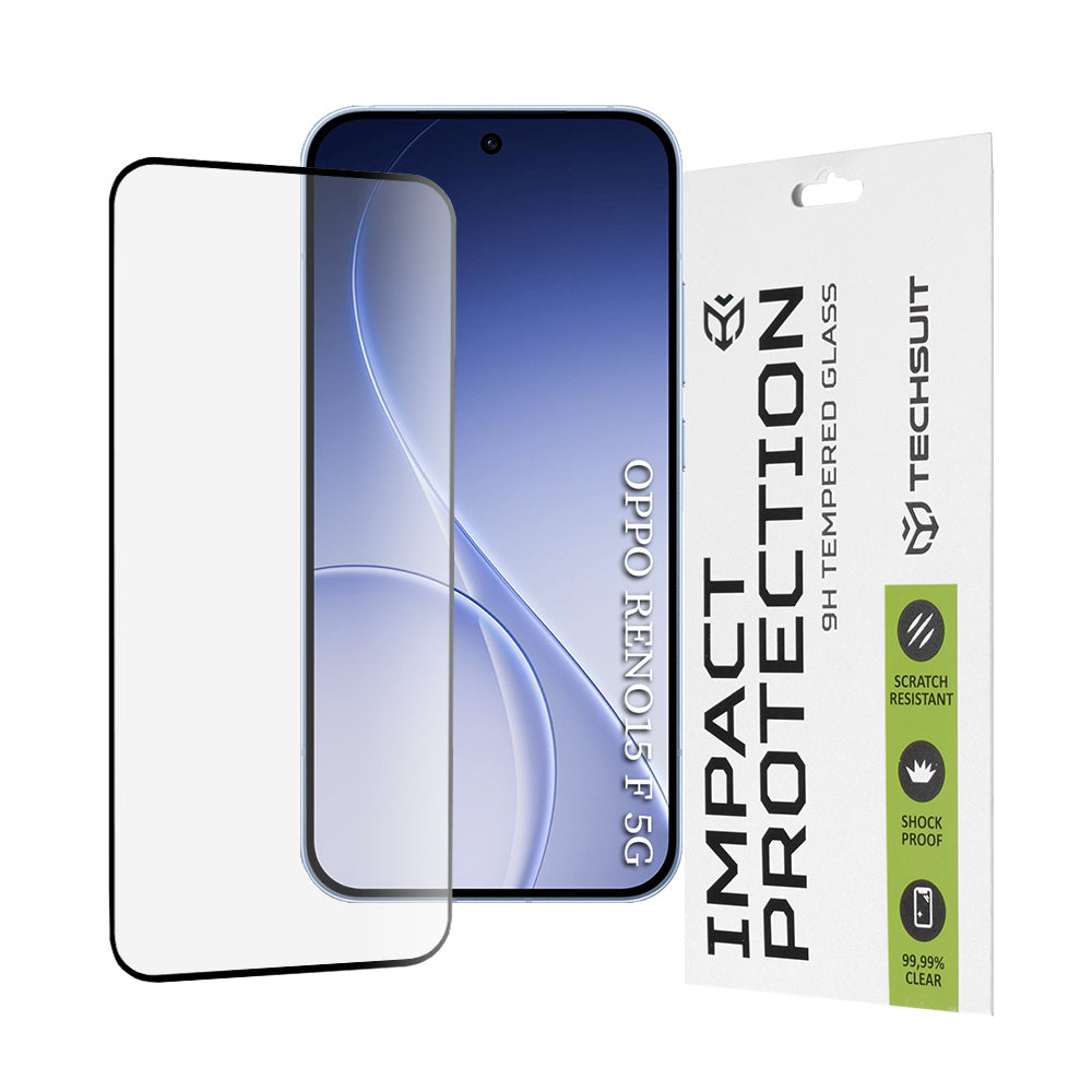 Folia ochronna Techsuit na ekran dla Oppo Reno15 FS / Reno15 F, Hartowane szkło, Full Glue, 111D, Czarna