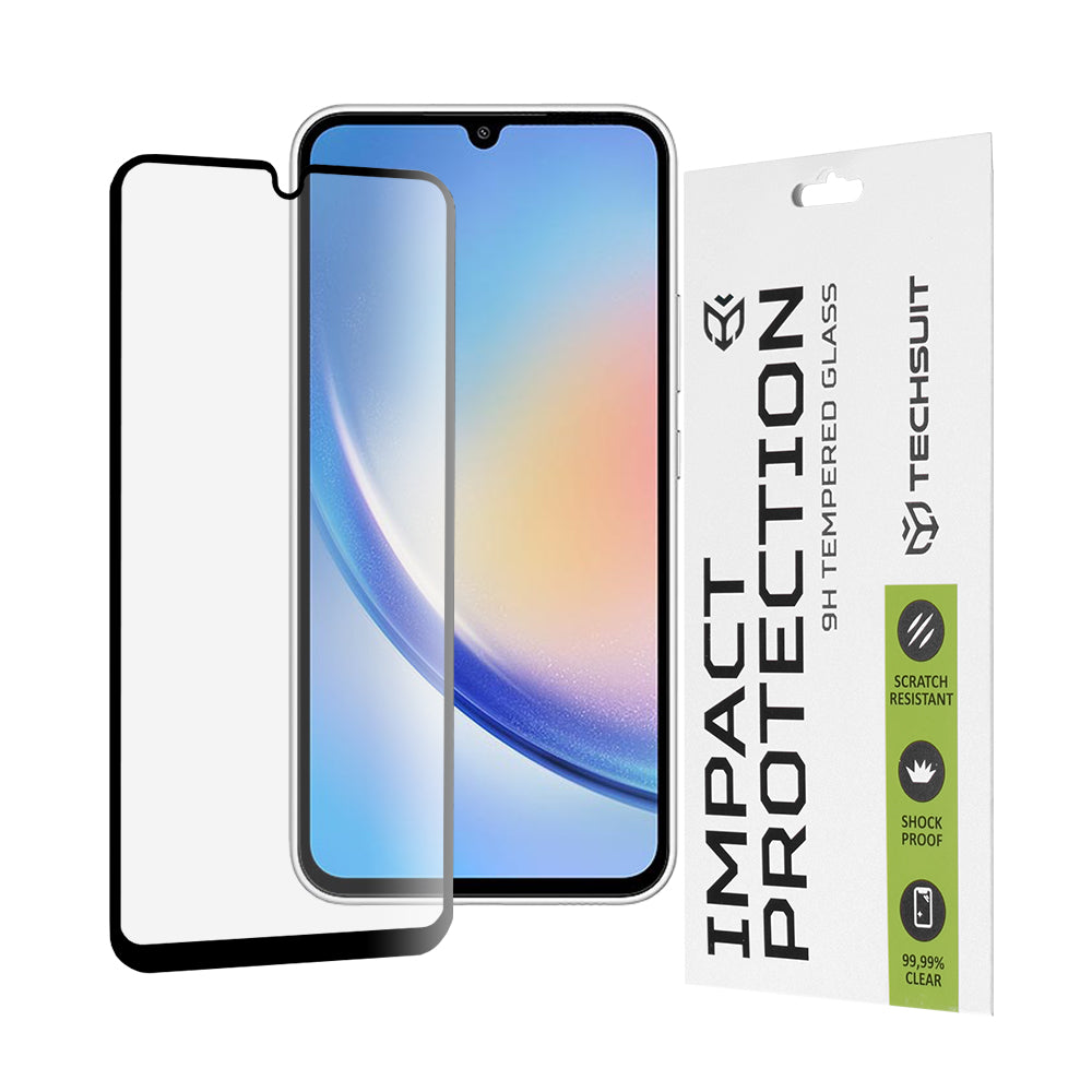 Folia ochronna na ekran Techsuit do Samsung Galaxy A34 A346, szkło hartowane, pełne klejenie, 111D, czarna