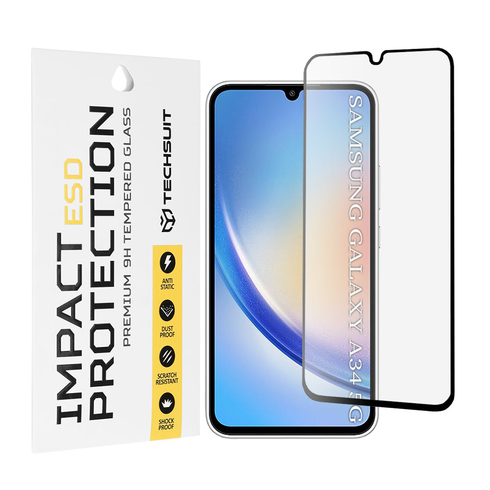 Folia ochronna na ekran Techsuit do Samsung Galaxy A34 A346, szkło hartowane, pełna klej, czarna
