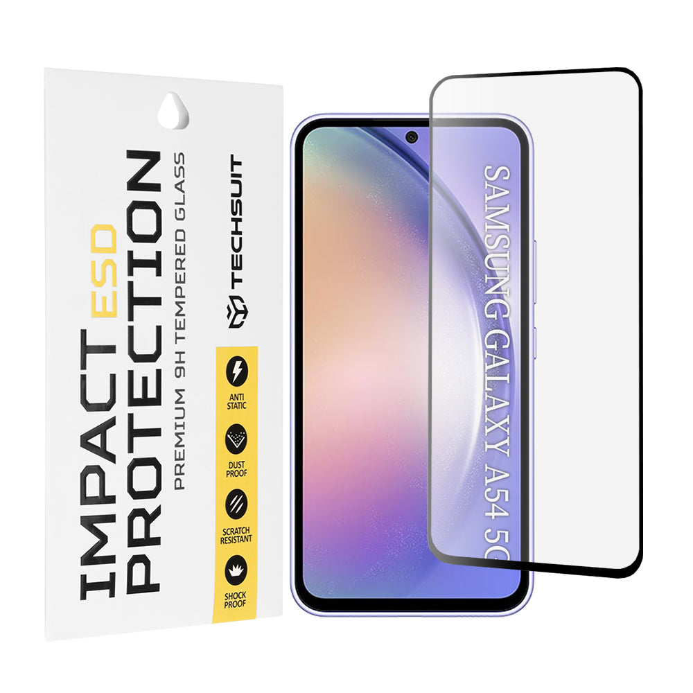 Folia ochronna na ekran Techsuit do Samsung Galaxy A54 A546, szkło hartowane, pełna klej, czarna