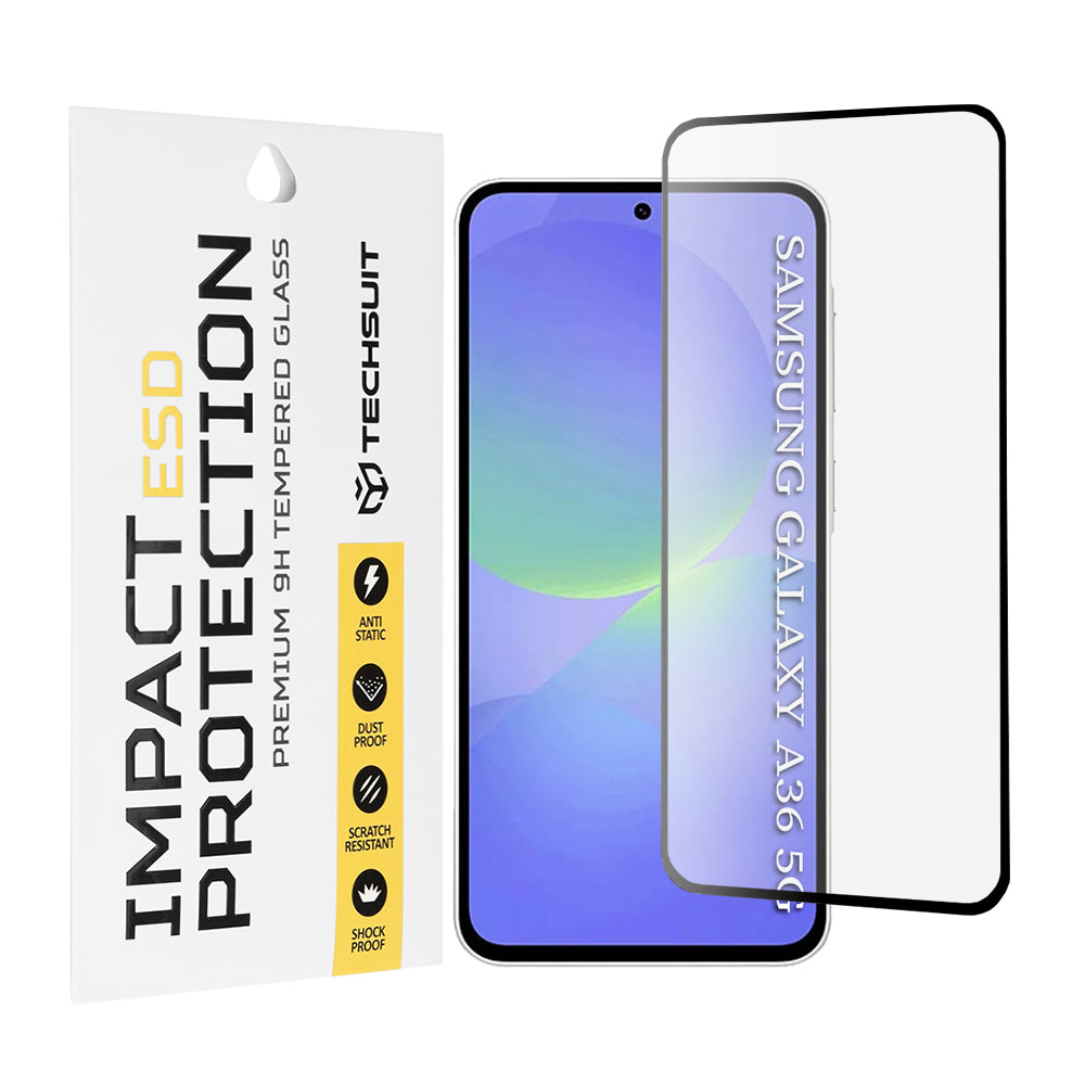 Folia ochronna na ekran Techsuit do Samsung Galaxy A56 A566 / A36 A366, szkło hartowane, pełna klej, czarna