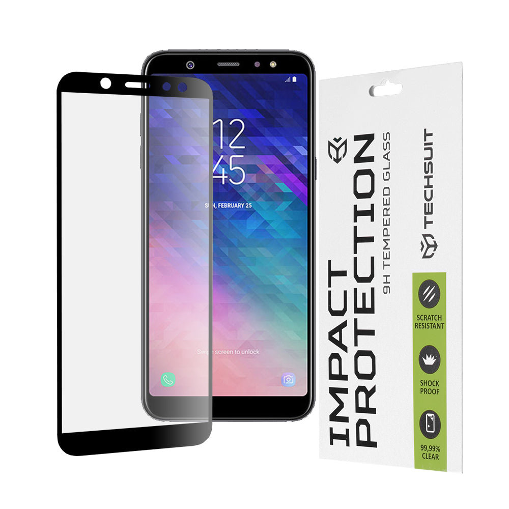 Folia ochronna na ekran Techsuit do Samsung Galaxy A6 Plus (2018) A605, szkło hartowane, Full Glue, 111D, czarna