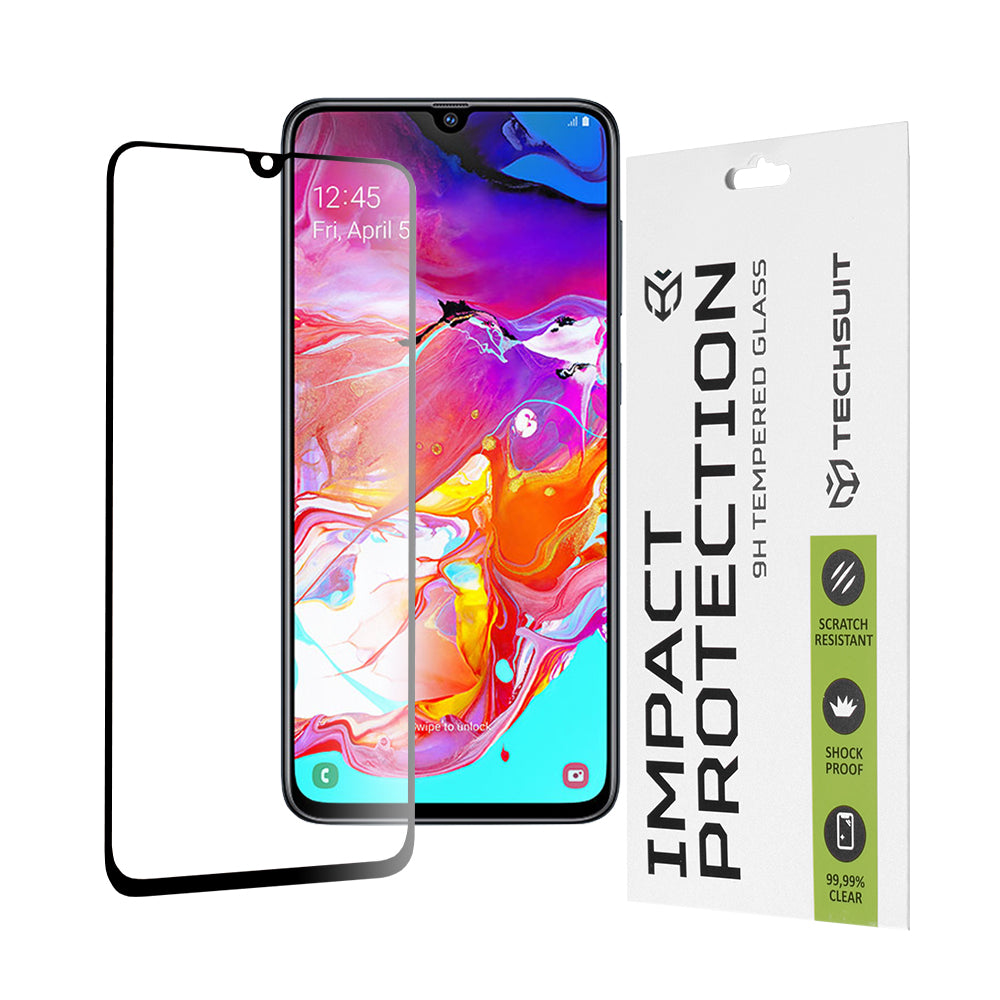 Folia ochronna na ekran Techsuit do Samsung Galaxy A70s A707 / A90 5G A908 / A70 A705, szkło hartowane, Full Glue, 111D, czarna