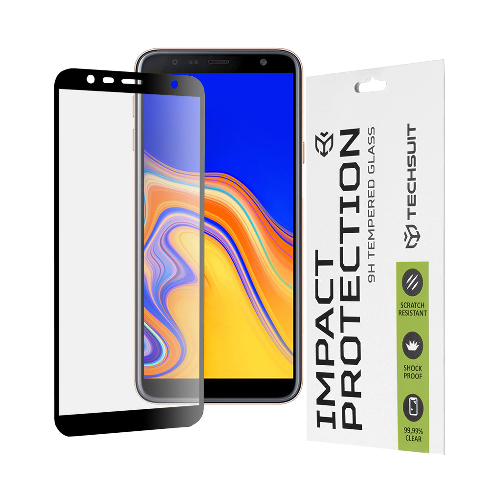 Folia ochronna na ekran Techsuit do Samsung Galaxy J6+ J610 / J4 Plus (2018) J415, szkło hartowane, Full Glue, 111D, czarna