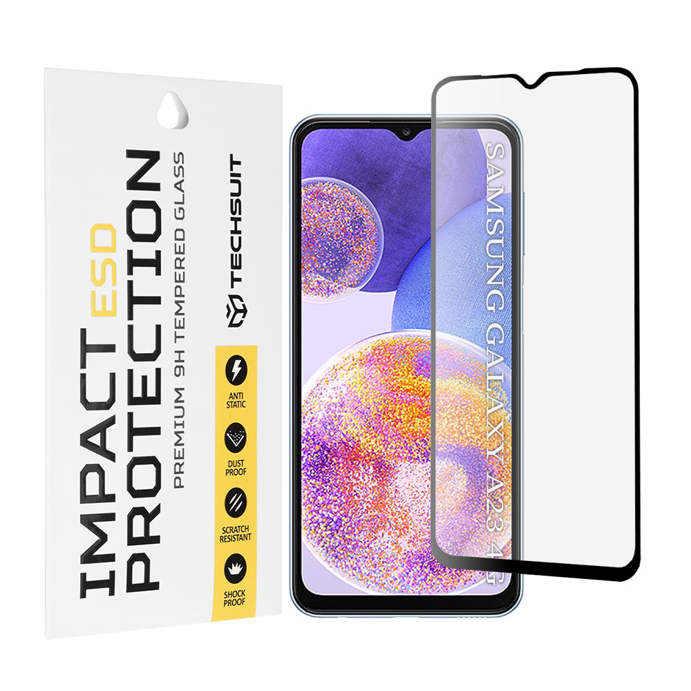 Folia ochronna na ekran Techsuit do Samsung Galaxy M13 M135 / F13 E135 / A23 5G A236 / A23 A235 / M23 M236, szkło hartowane, pełna klej, czarna
