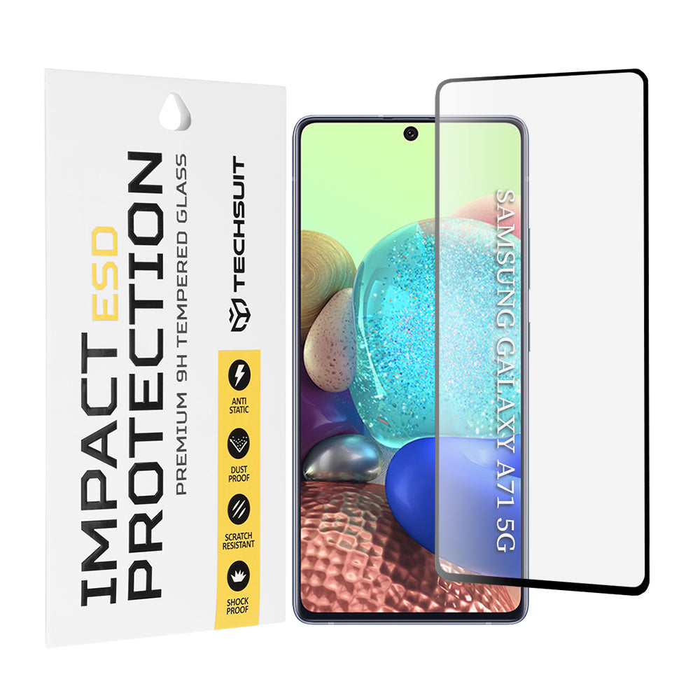 Folia ochronna na ekran Techsuit do Samsung Galaxy M51 M515 / A71 5G A716 / Note10 Lite N770 / A71 A715, szkło hartowane, pełna klej, czarna