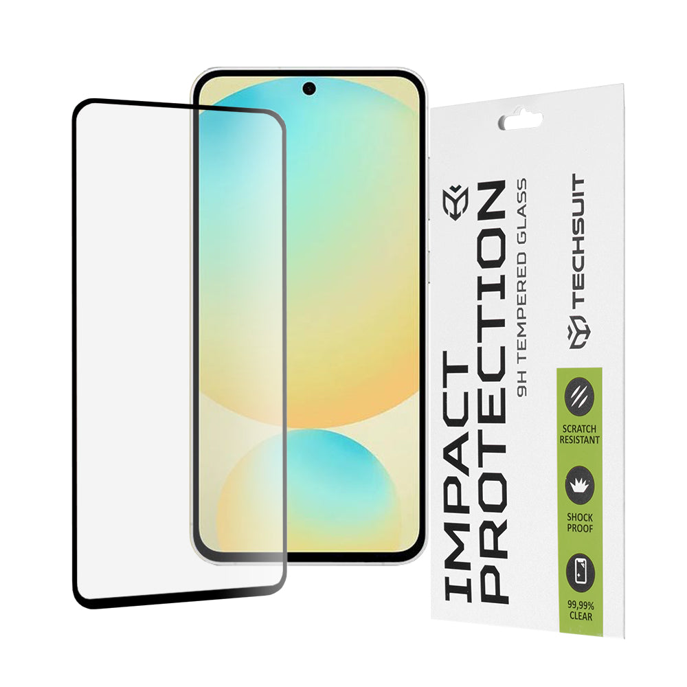 Folia ochronna na ekran Techsuit do Samsung Galaxy S24 FE S721, szkło hartowane, pełne klejenie, 111D, czarna